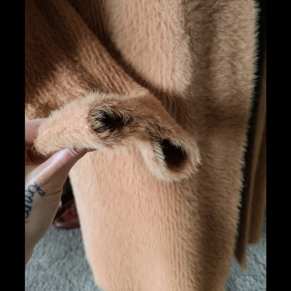🤎 The Limited Womens Faux Fur Long Cardigan Petite Medium PM Tan Beige - Picture 7 of 14
